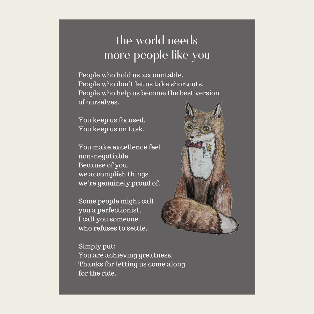 The Most Excellent Fox — People Like You Card
