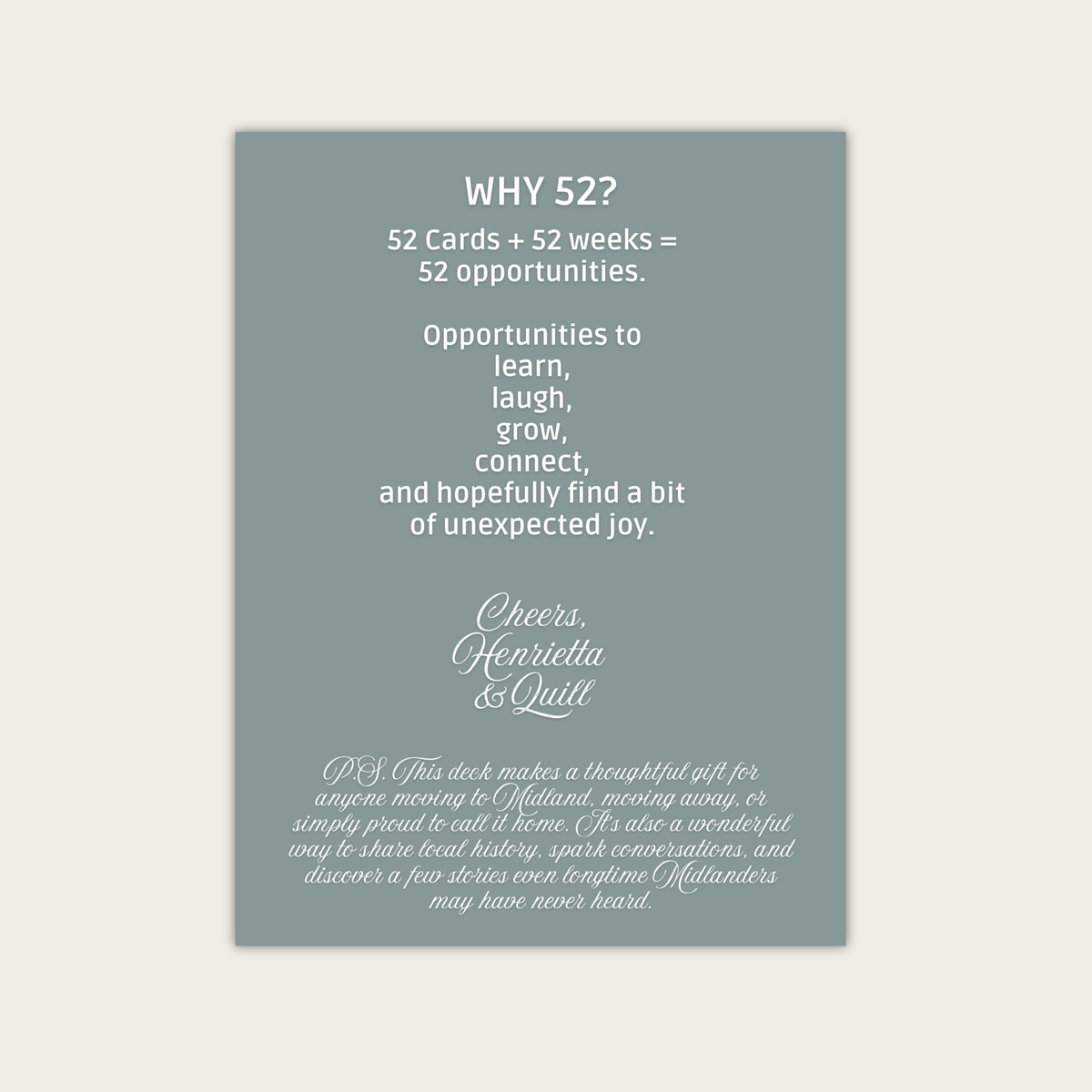 The 52 Collection - Midland. Acrylic Coffee Table Cards
