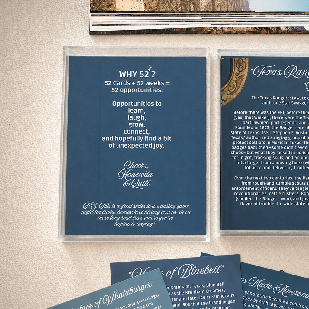 The 52 Collection - Texas. Acrylic Coffee Table Cards