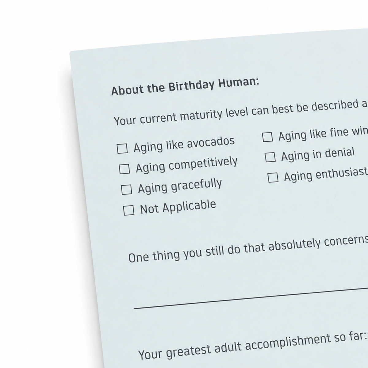 Blankety Blank Birthday Card. Close Friends and Family