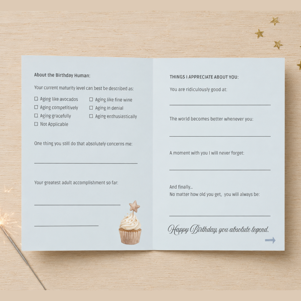 Blankety Blank Birthday Card. Close Friends and Family