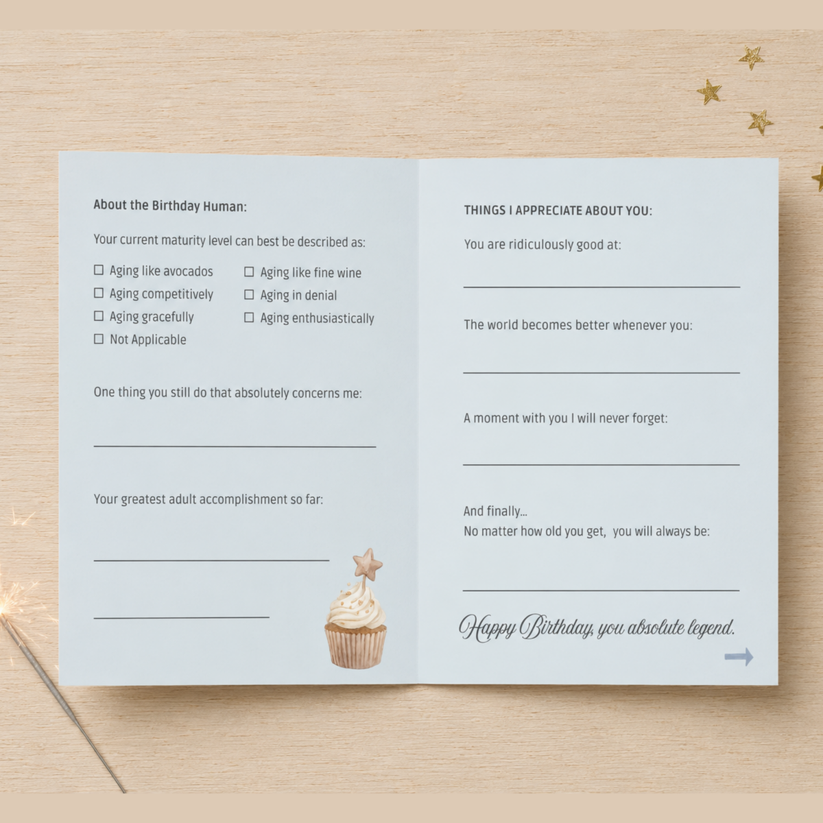 Blankety Blank Birthday Card. Close Friends and Family
